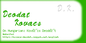deodat kovacs business card